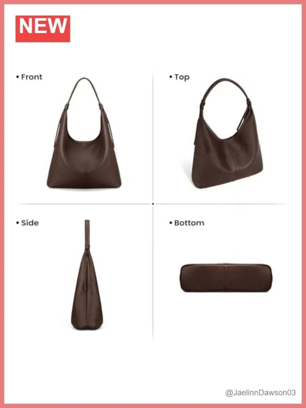 Genuine Leather Slouchy Hobo Bag Women Tassel Magnetic Closure Tote